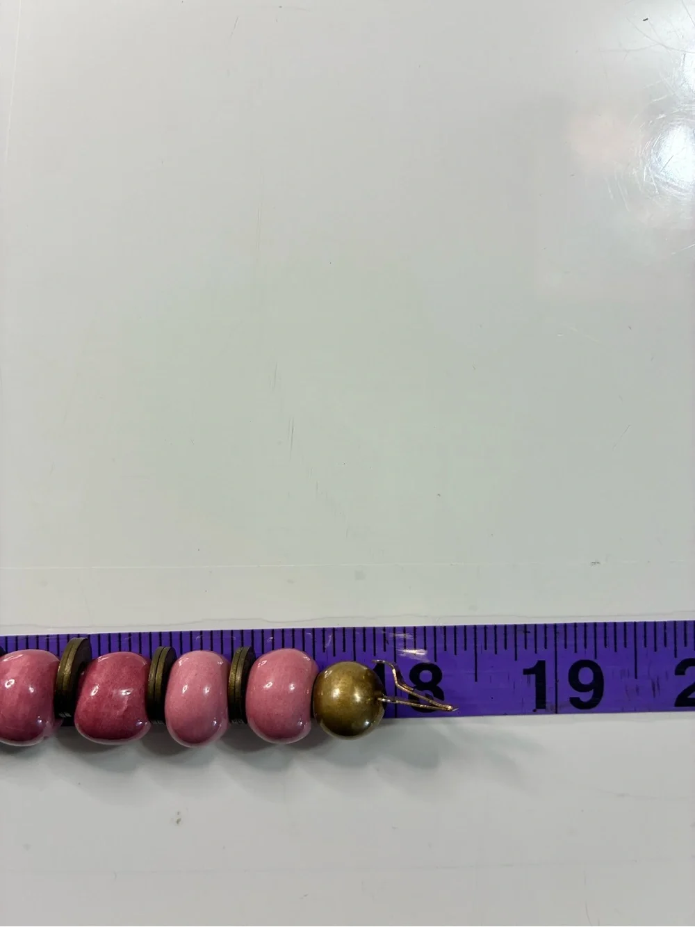 VTG Chunky Ceramic Pink, Teal & Purple Beaded Necklace with Antique Gold Spacers